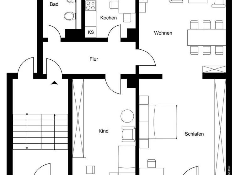 Wohnung zum Kauf 107.500 € 3,5 Zimmer 54 m² EG Harpen Bochum 44791