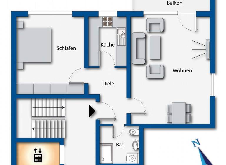 Wohnung zum Kauf 225.000 € 2 Zimmer 65 m² 5. Geschoss Lörrach 79539