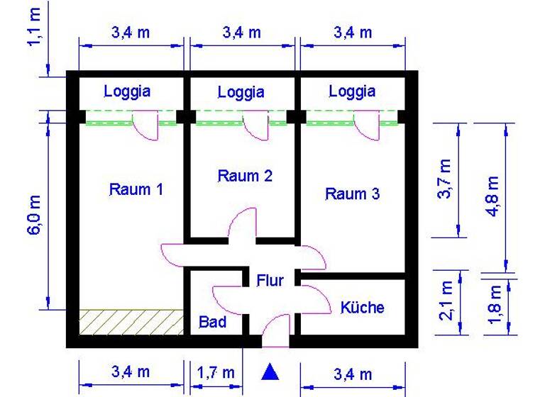 Wohnung zur Miete 598 € 3 Zimmer 70,4 m² 8. Geschoss Jakobstr. 7a Altstadt Magdeburg 39104