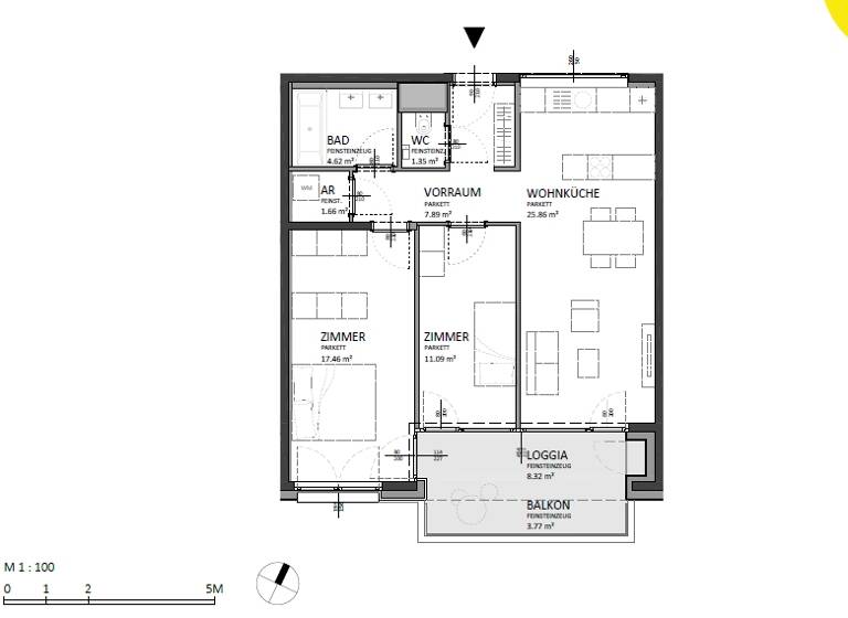 Wohnung zum Kauf 476.000 € 3 Zimmer 78,3 m² 3. Geschoss Josef-Deutsch-Strasse 3 Wien 1100
