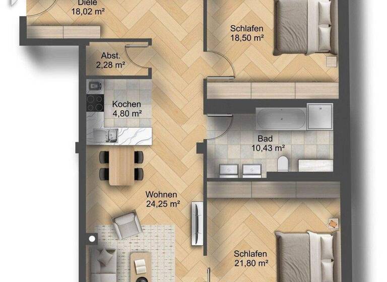 Wohnung zum Kauf 659.000 € 3 Zimmer 118 m² frei ab sofort Pfersee Augsburg 86157