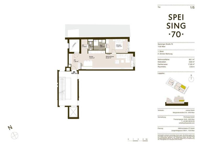 Wohnung zum Kauf - Erstbezug 457.000 € 2 Zimmer 65,2 m² 1. Geschoss frei ab 01.06.2026 Speisinger Straße Wien 1130