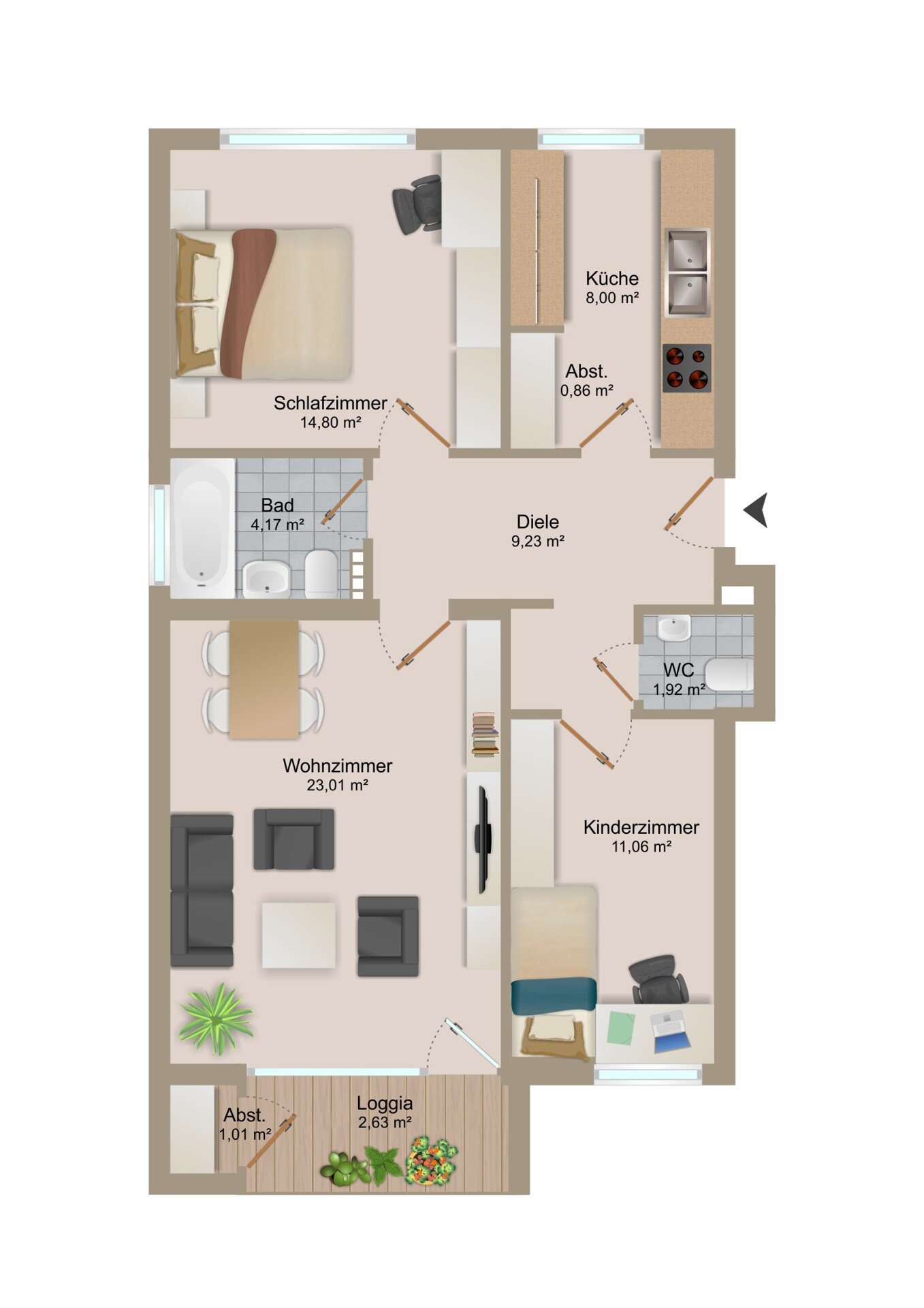 Wohnung zum Kauf 170.000 € 3 Zimmer 76 m²<br/>Wohnfläche Winsen - Kernstadt Winsen (Luhe) 21423