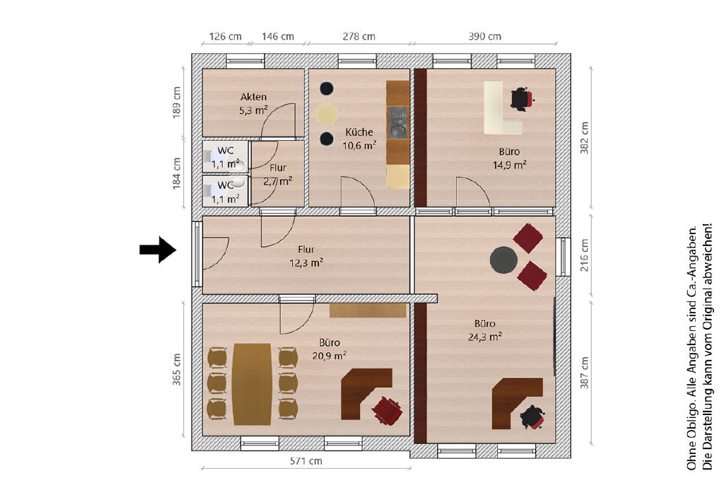 Bürofläche zur Miete 7,98 € 4 Zimmer Innenstadt Wilhelmshaven-Innenstadt 26382