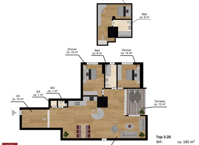 Wohnung zum Kauf - Erstbezug 695.000 € 4 Zimmer 185 m² Stockerau 2000