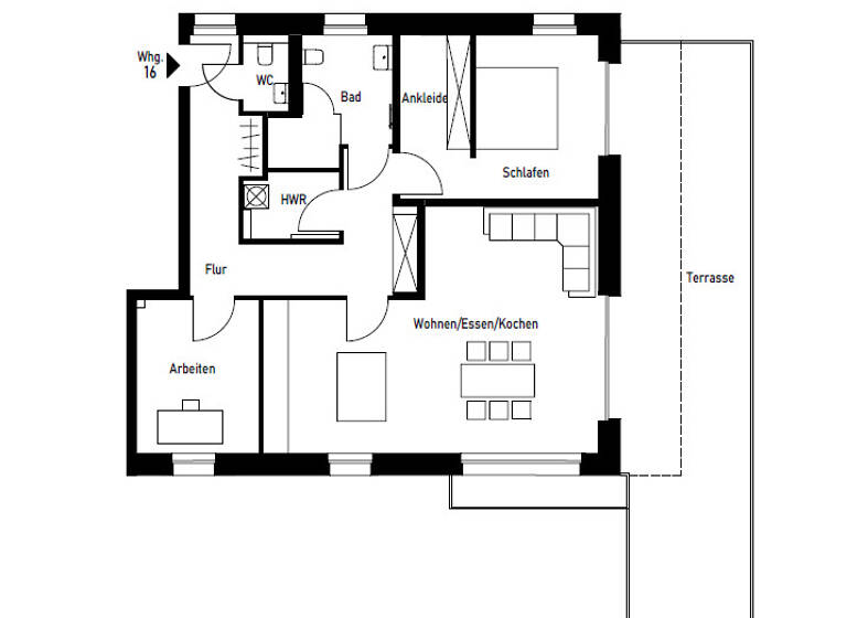 Penthouse zum Kauf - Erstbezug 3 Zimmer 116,5 m² 3. Geschoss Gronau 48599
