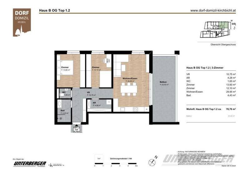 Wohnung zur Miete - Erstbezug 1.378 € 3 Zimmer 76,8 m² Tirolerstraße 33 Kirchbichl 6322