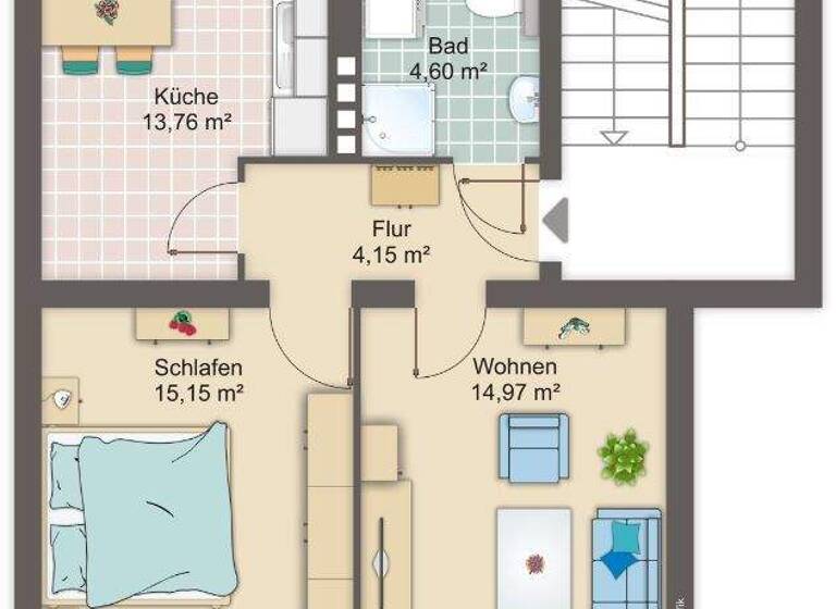 Wohnung zur Miete 380 € 2 Zimmer 53,3 m² 4. Geschoss frei ab 01.05.2026 Hökerstraße 13 Lehe Bremerhaven 27568