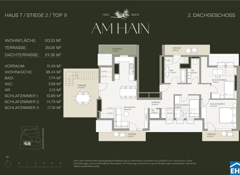 Wohnung zum Kauf - Erstbezug 1.250.000 € 4 Zimmer 110,5 m² 4. Geschoss Bauernfeldgasse Wien 1190