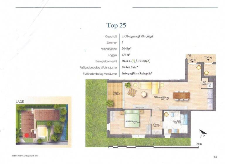 Wohnung zur Miete 723 € 2 Zimmer 54,5 m² 2. Geschoss Pitten 2823