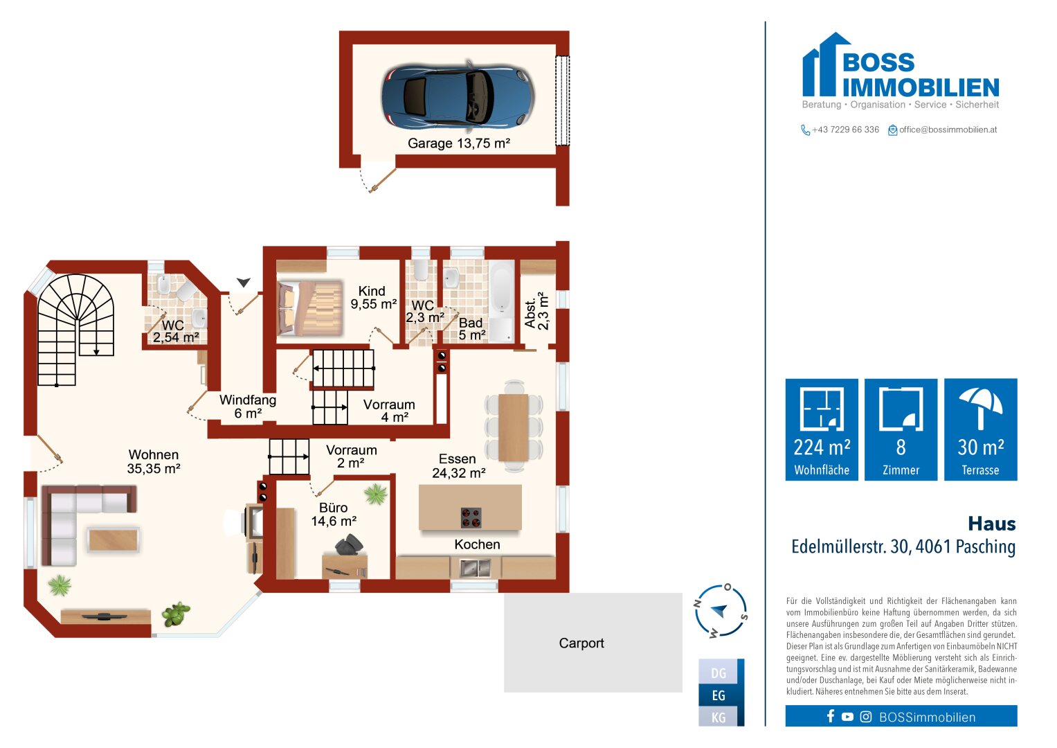 Haus zum Kauf 687.000 € 8 Zimmer 224 m²<br/>Wohnfläche 615 m²<br/>Grundstück Edelmüllerstraße 30 Pasching 4061