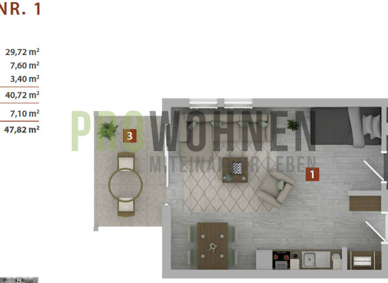 Studio zum Kauf 175.000 € 1 Zimmer 40,7 m² Fechenbach Collenberg 97903