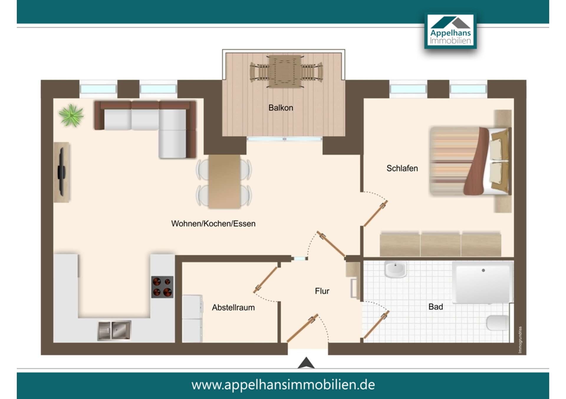 Wohnung zum Kauf provisionsfrei 255.000 € 2 Zimmer 61,6 m²<br/>Wohnfläche 1.<br/>Geschoss Haste 70 Osnabrück 49090