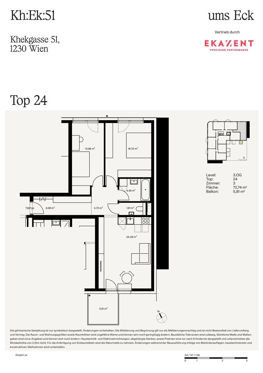 Wohnung zum Kauf provisionsfrei 484.689 € 3 Zimmer 72,8 m²<br/>Wohnfläche 3.<br/>Geschoss Wien 1230