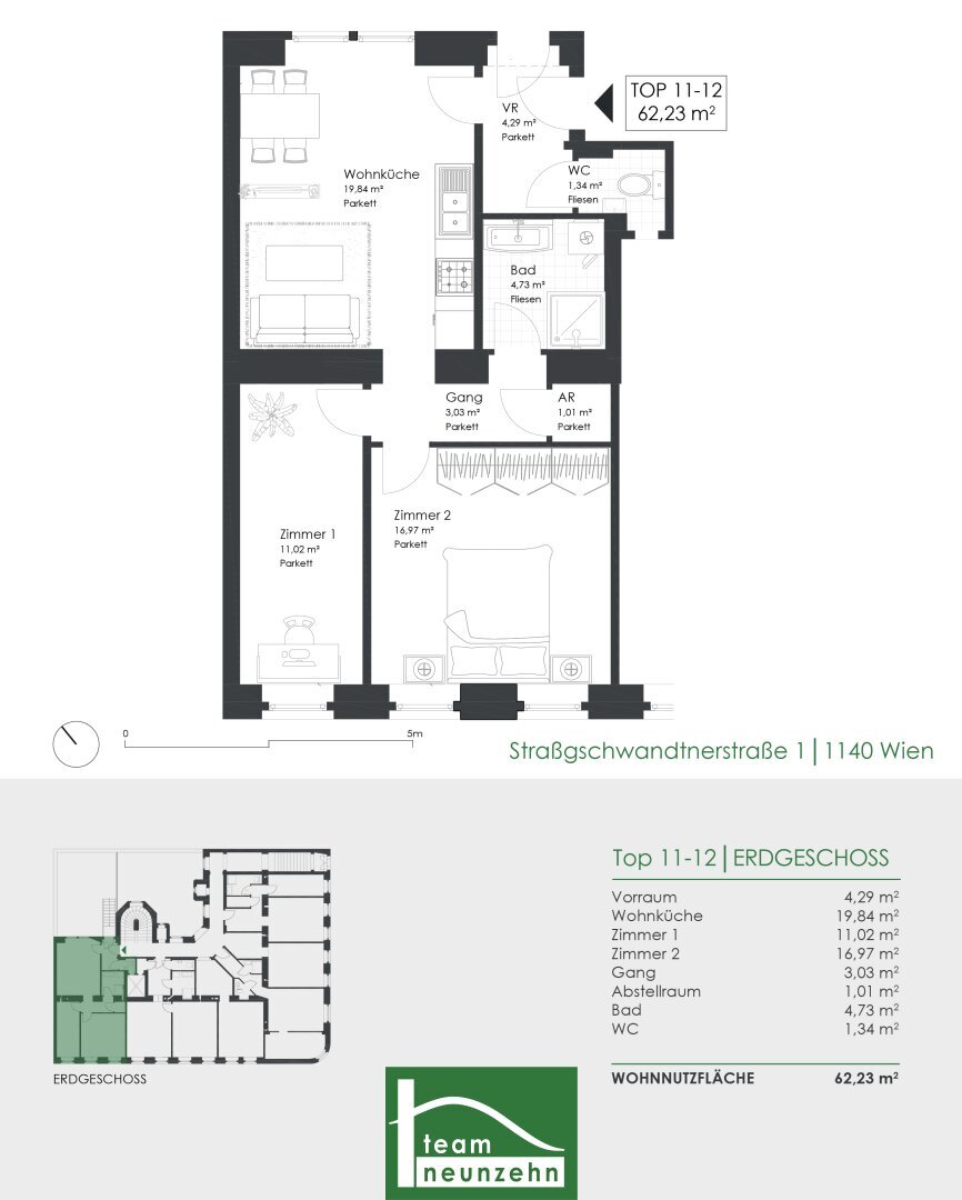 Wohnung zum Kauf 205.689 € 3 Zimmer 62,3 m²<br/>Wohnfläche EG<br/>Geschoss Straßgschwandtnerstraße 1 Wien 1140