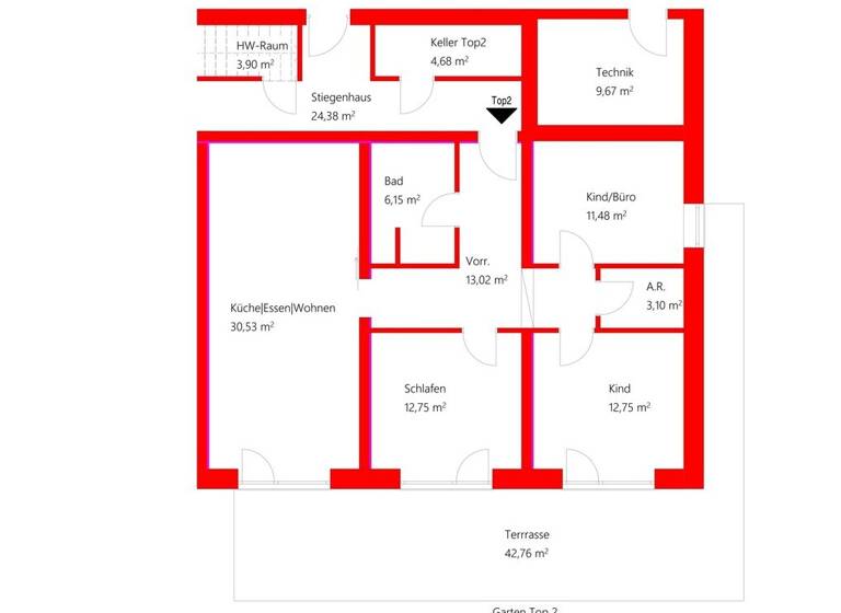Wohnung zum Kauf - Erstbezug 458.870 € 4 Zimmer 89,7 m² EG Aurach am Hongar 66 Aurach am Hongar 4861