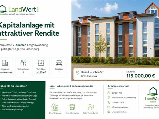 Wohnung zum Kauf 115.000 € 2 Zimmer 35 m² 2. Geschoss Kreyenbrück Oldenburg 26133