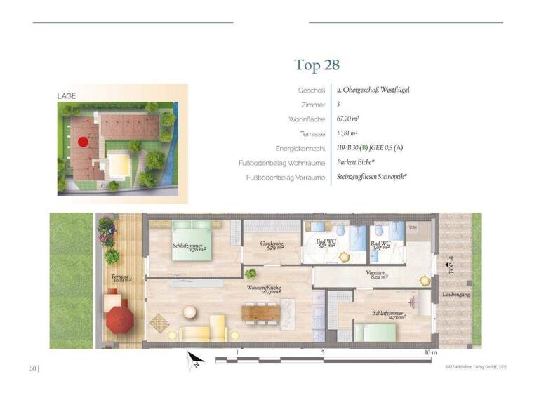 Wohnung zur Miete - Erstbezug 936 € 3 Zimmer 67,2 m² 2. Geschoss Pitten 2823