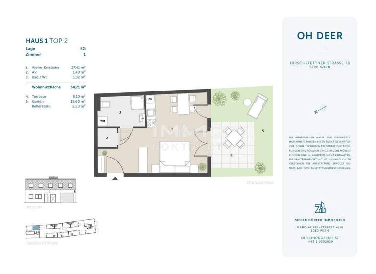 Studio zum Kauf - Erstbezug provisionsfrei 219.220 € 1 Zimmer 34,7 m² EG Wien 1220