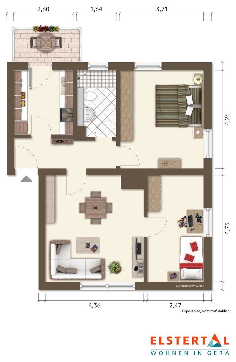 Wohnung zur Miete 462 € 3 Zimmer 65 m²<br/>Wohnfläche 1.<br/>Geschoss Mendelssohnweg 28 Stadtmitte Nord Gera 07545