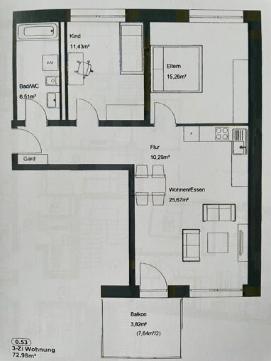 Wohnung zur Miete 1.070 € 3 Zimmer 73 m² 1. Geschoss frei ab 01.02.2025 Lorenz-Krapp-Straße 6 Kasernen West Bamberg 96052