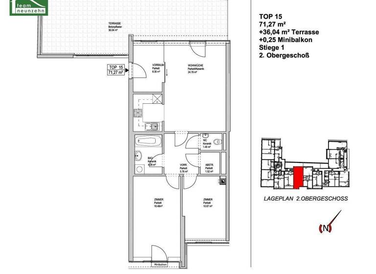 Wohnung zur Miete 1.020 € 3 Zimmer 71,3 m² 2. Geschoss frei ab 01.08.2026 Innstraße 23 Wien 1200