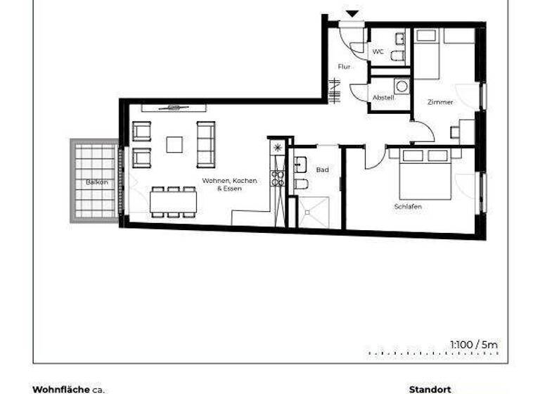 Wohnung zur Miete - Erstbezug 1.305 € 3 Zimmer 81,5 m² 2. Geschoss St. Lorenz Süd Lübeck 23558