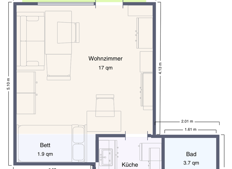 Studio zum Kauf 95.000 € 1 Zimmer 30 m² 1. Geschoss Am Lielach 4 Nagold 72202