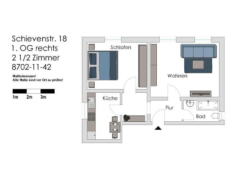 Wohnung zur Miete nur mit Wohnberechtigungsschein 314 € 2,5 Zimmer 56,6 m²<br/>Wohnfläche 1.<br/>Geschoss Schievenstr. 18 Erle Gelsenkirchen 45891