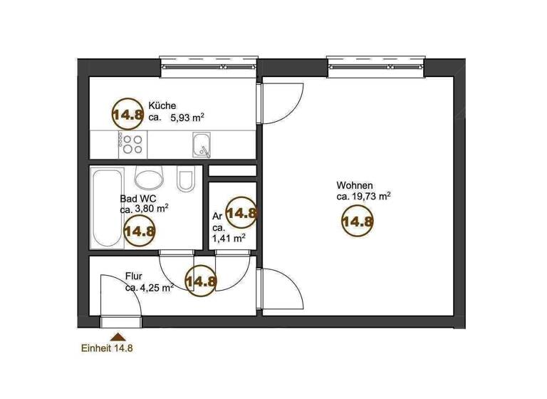 Studio zur Miete 420 € 1 Zimmer 35,1 m² 2. Geschoss frei ab sofort Creußen 95473
