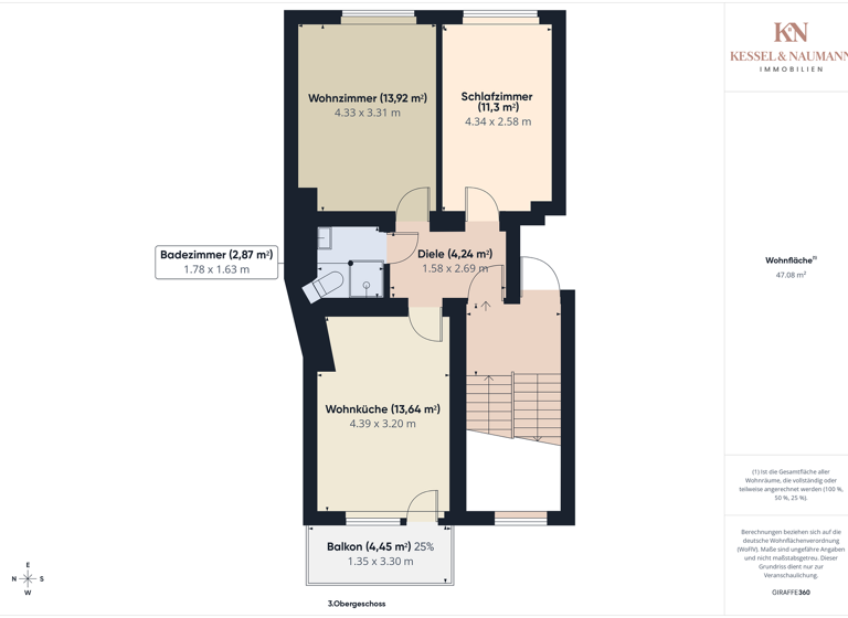 Wohnung zum Kauf 69.000 € 2 Zimmer 47,1 m² 3. Geschoss Malstatt Saarbrücken 66113