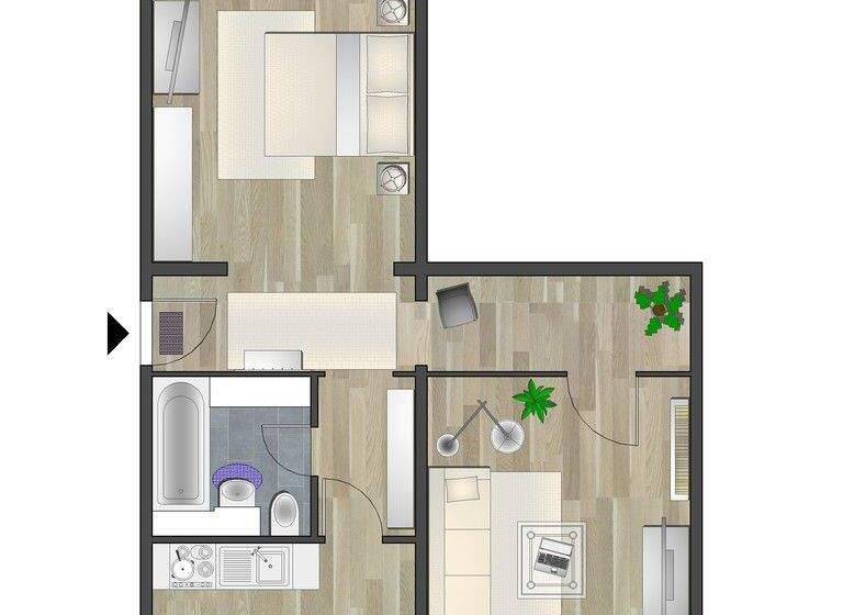 Wohnung zur Miete 283 € 2 Zimmer 51,5 m² 1. Geschoss Rosenhof 12 Zentrum Chemnitz 09111