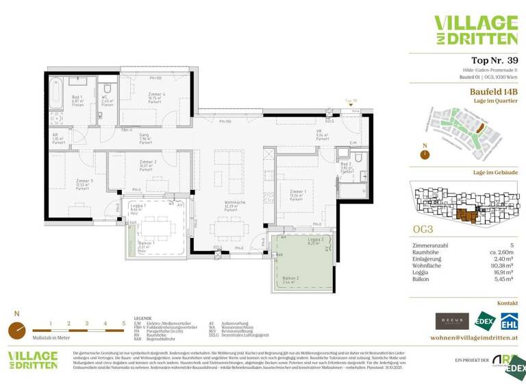 Wohnung zum Kauf - Erstbezug 819.000 € 5 Zimmer 110,4 m² 3. Geschoss Hilde-Güden-Promenade 11 Wien 1030
