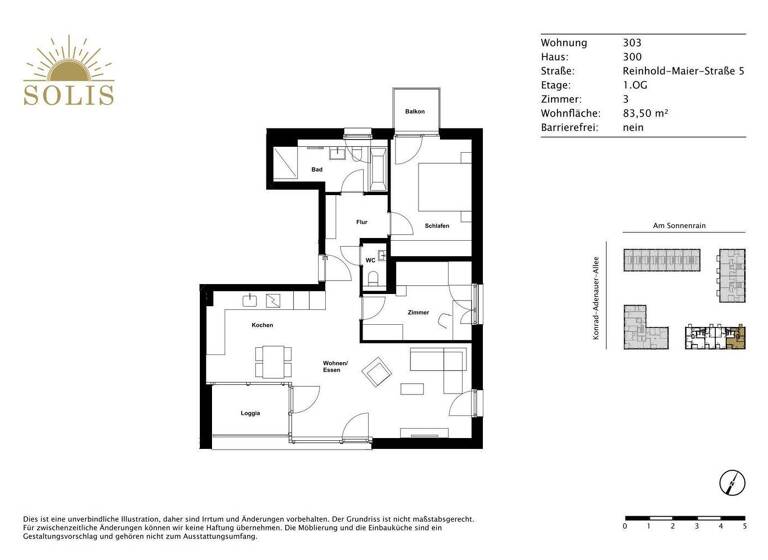 Wohnung zur Miete 1.035 € 3 Zimmer 83,5 m² 1. Geschoss frei ab sofort Reinhold-Maier-Straße 5 Hessental Schwäbisch Hall 74523