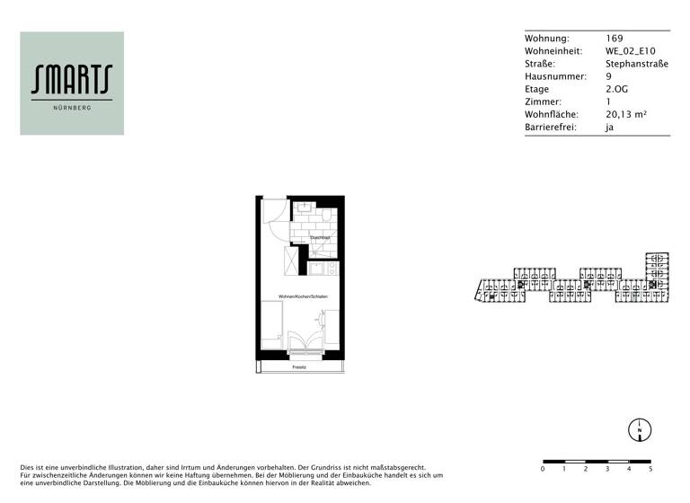 Wohnung zur Miete 480 € 1 Zimmer 20,1 m²<br/>Wohnfläche 2.<br/>Geschoss 16.05.2025<br/>Verfügbarkeit Stephanstraße 9 St Peter Nürnberg 90478