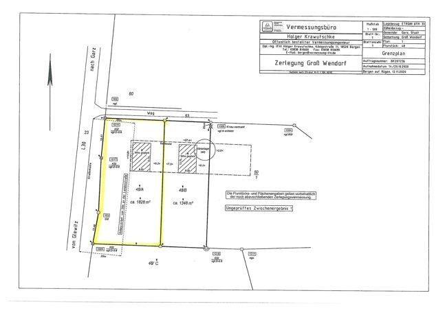 Grundstück zum Kauf 1.828 m²<br/>Grundstück vorhanden<br/>Baugenehmigung Wendorf 1 Wendorf Garz/Rügen 18574