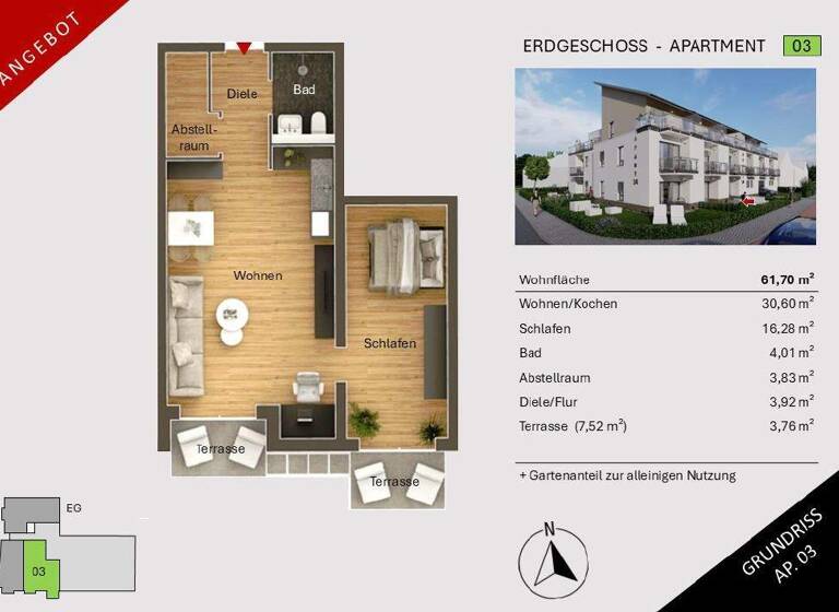 Wohnung zum Kauf 233.500 € 2 Zimmer 61,7 m² Innenstadt Minden 32425