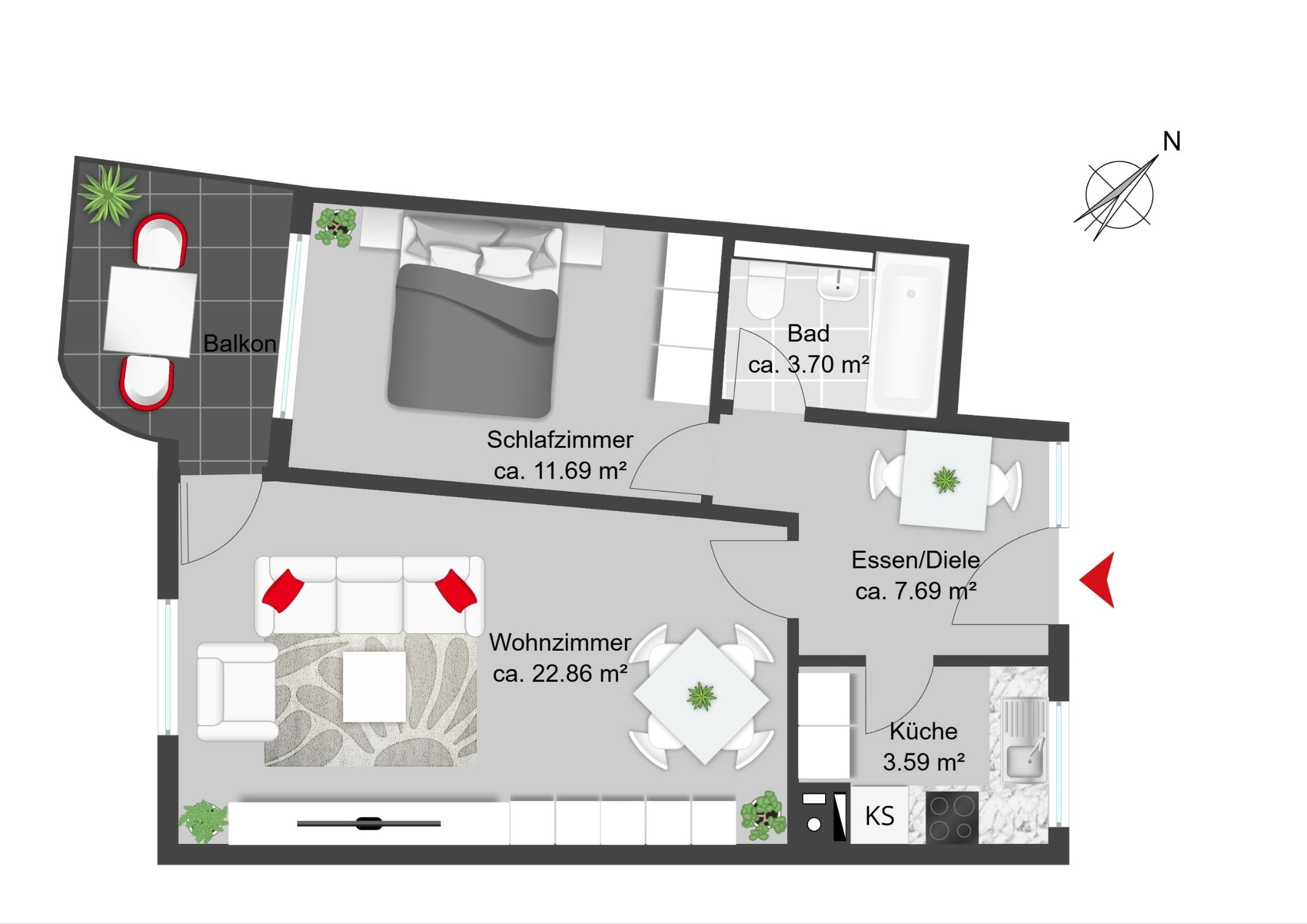 Wohnung zum Kauf 245.000 € 2 Zimmer 52,9 m²<br/>Wohnfläche 2.<br/>Geschoss Dom Pedro München 80637