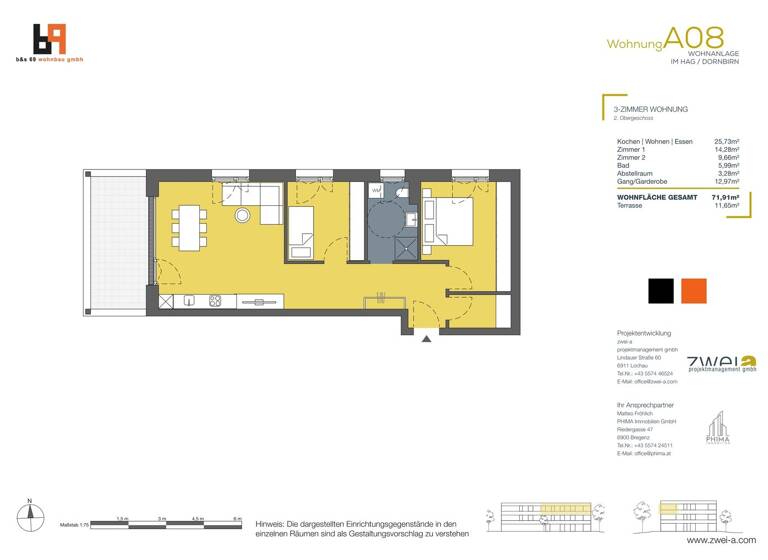 Wohnung zum Kauf - Erstbezug 3 Zimmer 71,9 m² 2. Geschoss Im Hag Dornbirn 6850