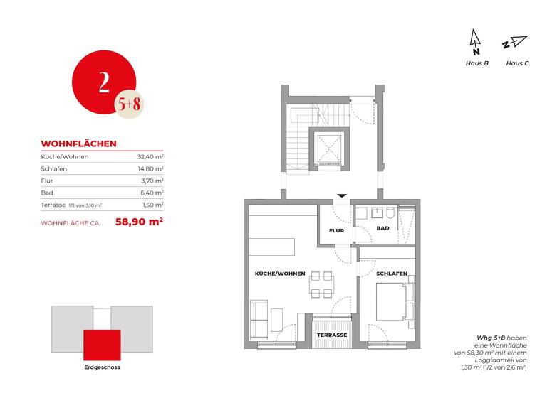 Terrassenwohnung zum Kauf 259.900 € 2 Zimmer 58,9 m²<br/>Wohnfläche EG<br/>Geschoss Drehergasse Dörzbach Dörzbach 74677