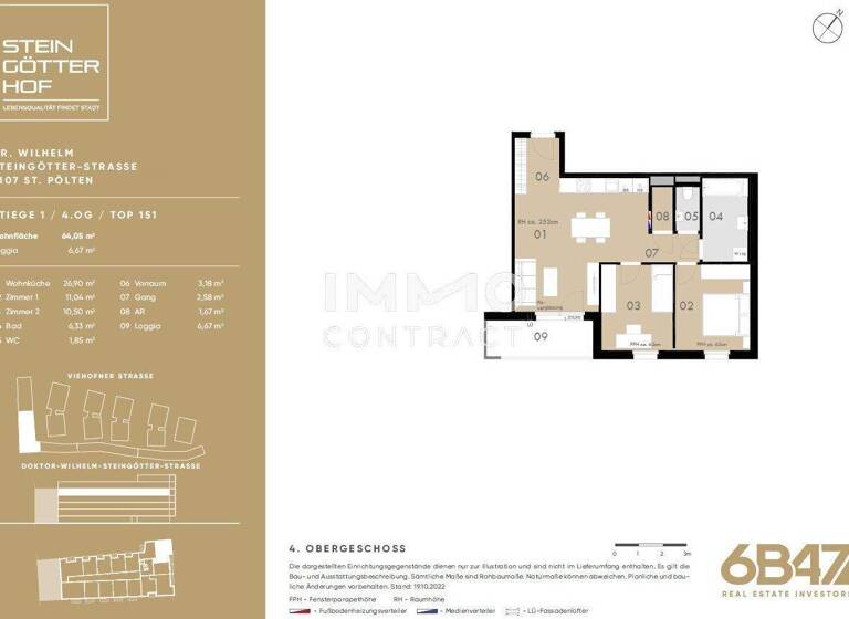 Wohnung zum Kauf - Erstbezug provisionsfrei 233.700 € 3 Zimmer 64,1 m² Teufelhof St. Pölten 3100