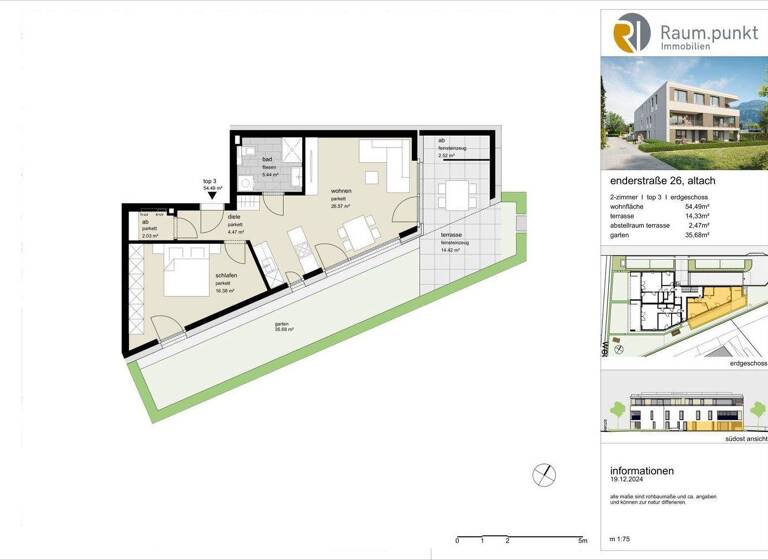 Wohnung zum Kauf - Erstbezug 399.000 € 2 Zimmer 54,5 m² EG Enderstraße 26 Altach 6844
