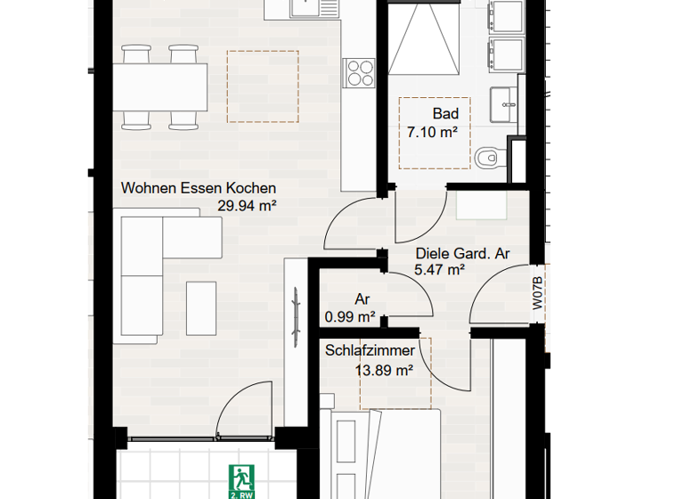Wohnung zum Kauf provisionsfrei 361.000 € 2 Zimmer 61,1 m² 2. Geschoss Germanenstr. 20 Foret Langweid am Lech 86462