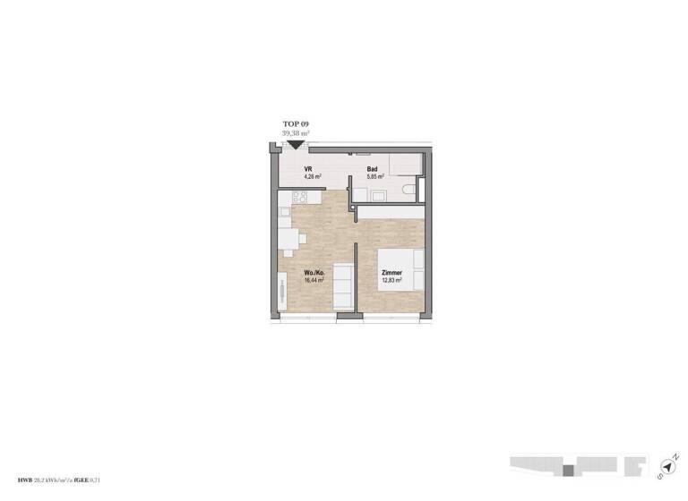 Wohnung zum Kauf - Erstbezug 201.000 € 2 Zimmer 39,4 m² 2. Geschoss Lindweg 13 Geidorf Graz 8010