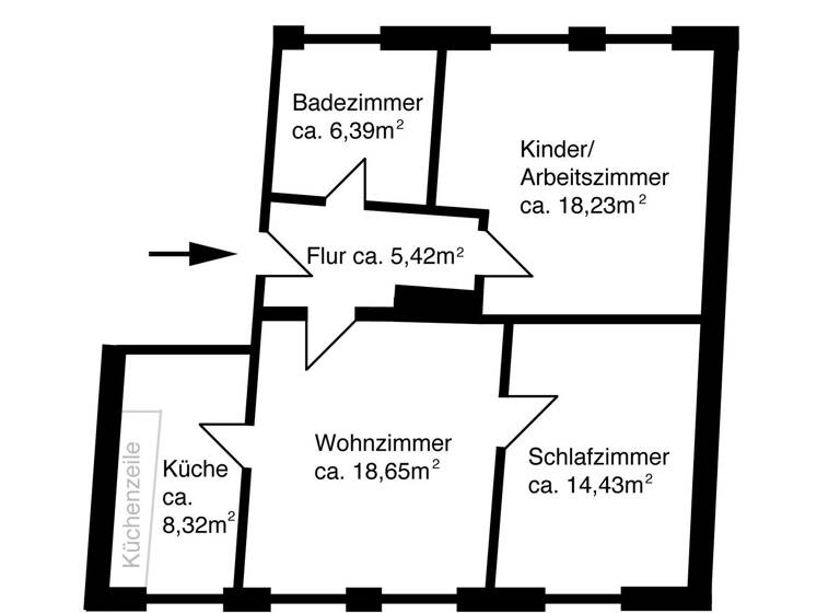 Wohnung zum Kauf provisionsfrei 190.000 € 3 Zimmer 71,4 m² Geschoss 3/4 Paulsstadt Schwerin 19053