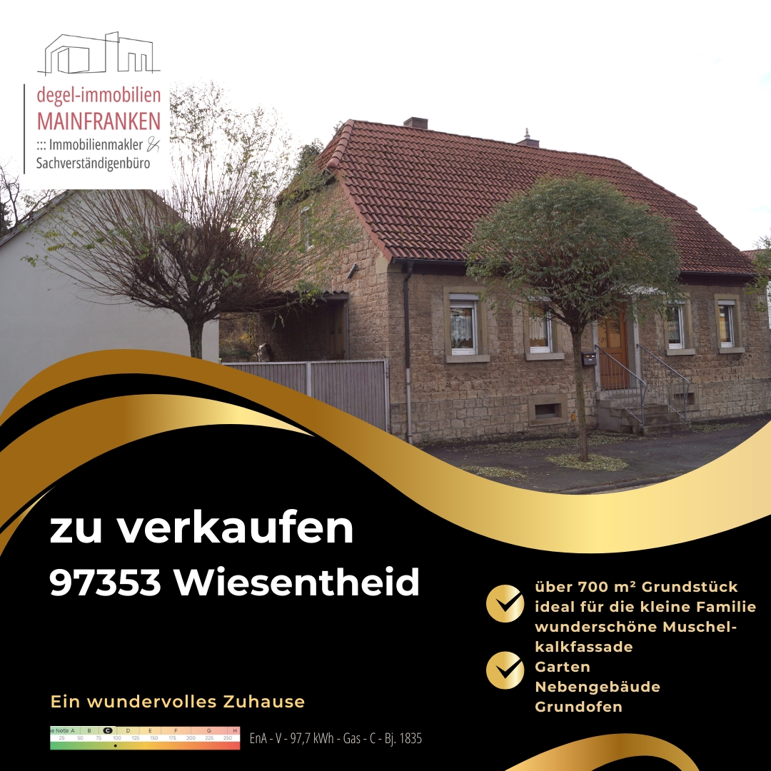 Einfamilienhaus zum Kauf 295.000 € 3 Zimmer 112 m²<br/>Wohnfläche 710 m²<br/>Grundstück ab sofort<br/>Verfügbarkeit Wiesentheid Wiesentheid 97353