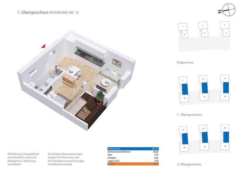 Wohnung zur Miete 460 € 2 Zimmer 34,2 m² frei ab 01.07.2026 Landau Landau a. d. Isar 94405