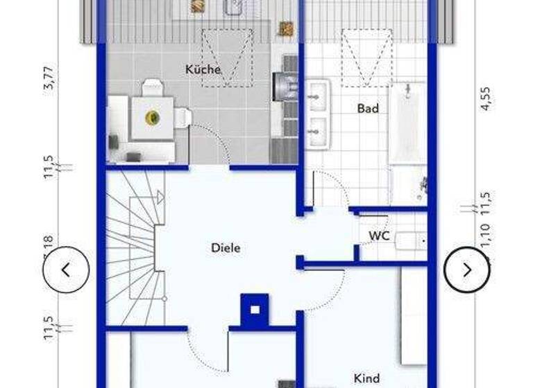Maisonette zur Miete 925 € 3,5 Zimmer 91,5 m² 1. Geschoss Oberamteistrasse 12 Tuttlingen 78532