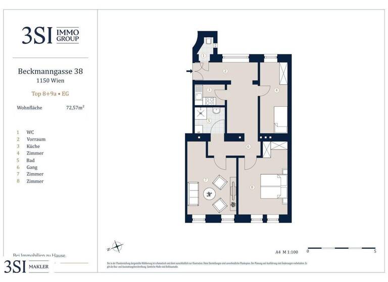 Wohnung zum Kauf 249.000 € 3 Zimmer 72,6 m² EG Beckmanngasse 38 Wien 1150