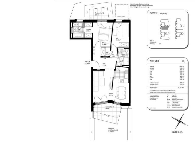 Wohnung zum Kauf - Neubau provisionsfrei 655.700 € 3 Zimmer 81,6 m² EG Zugspitzstraße 7 a Hochzoll Augsburg 86163
